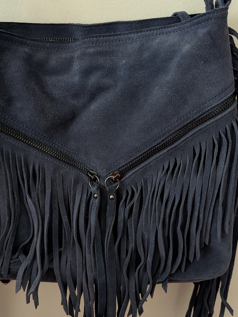 Sorial Navy Suede Fringe Crossbody Bag